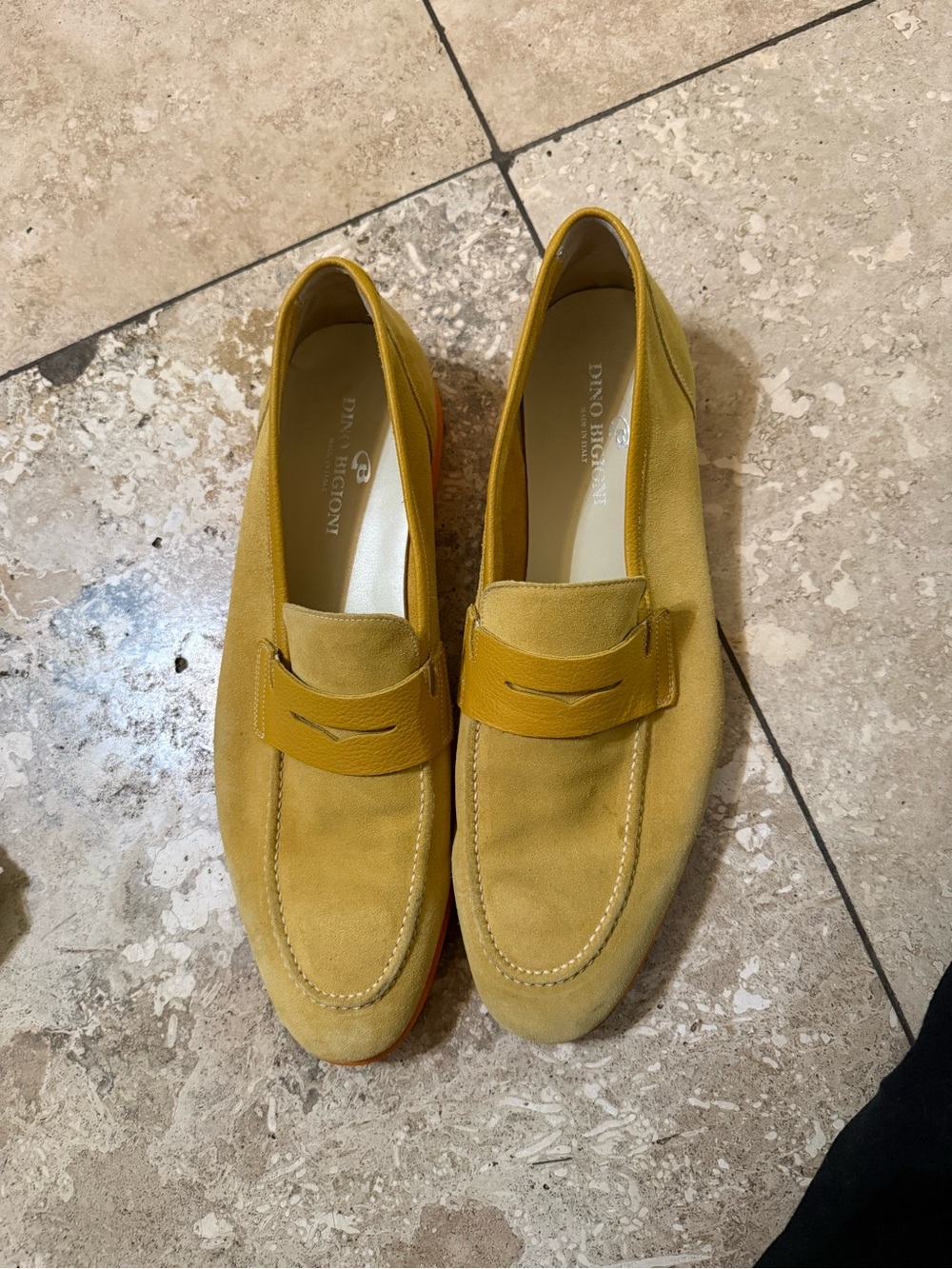 Men's Yellow Suede Penny Loafers